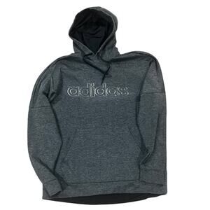 Adidas Mens Size XL Dark Gray Pullover Hoodie With White Logo Outline Climawarm